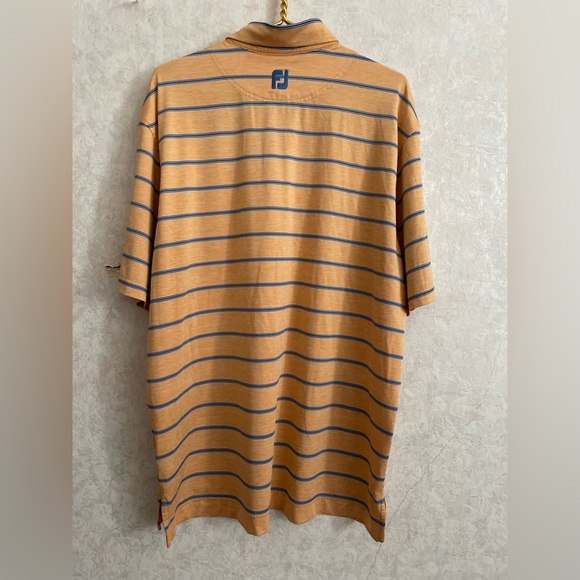 FJ Foot Joy men's extra large short sleeve orange striped athletic polo shirt - Picture 6 of 6